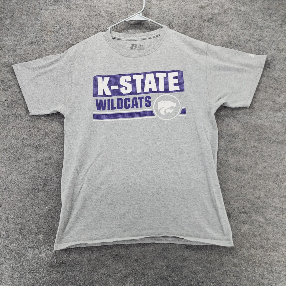 Kansas State Wildcats Shirt Mens Medium 38/40 Russell Short Sleeve Gray